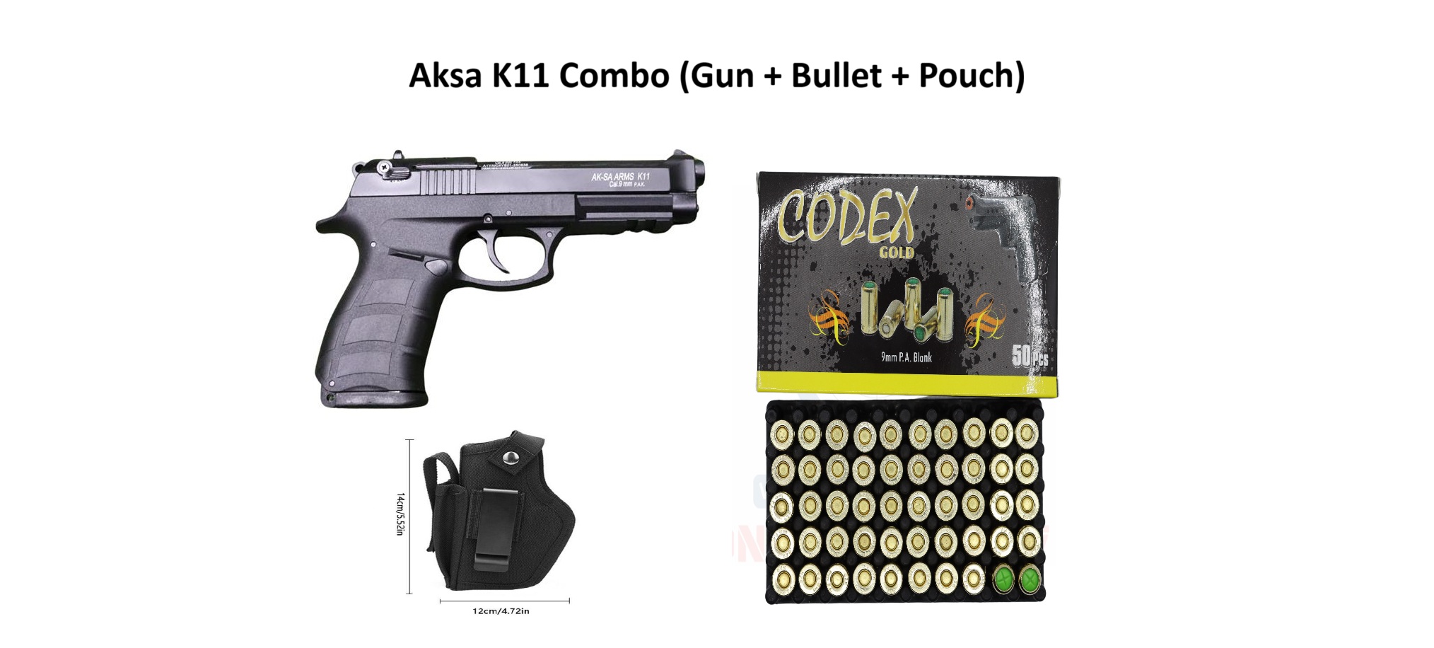 Special Price Combo Aksa K11 Black+50 Bullets+1 Pouch - OnTarget-007 ...